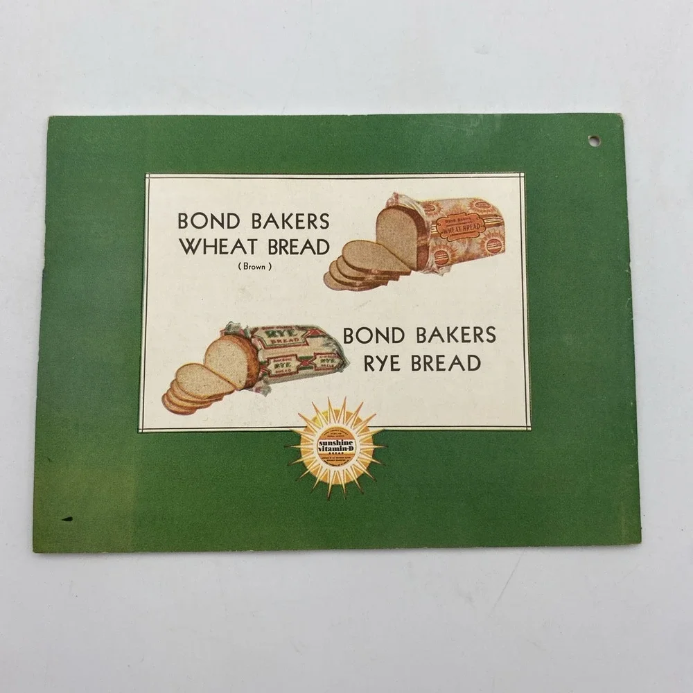 Bond Bread Recipe Cook Book 1932 Main Dishes Desserts‎ Canapes School Lunches